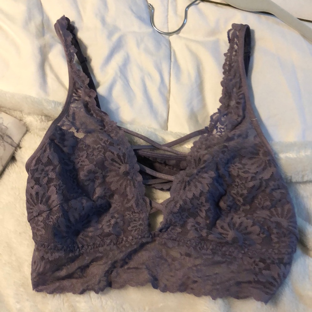 Purple lace criss cross bralette